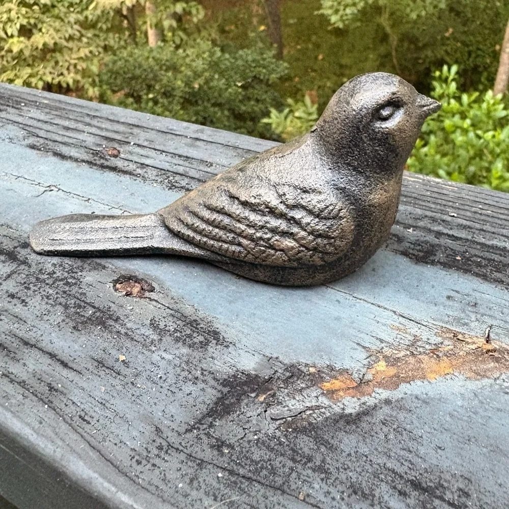 Cast Iron Bird Doorstop 5" Rustic Brown Tail Wedge Cottage Farmhouse Decor